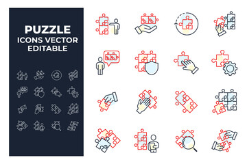 set of Puzzle elements symbol template for graphic and web design collection logo vector illustration