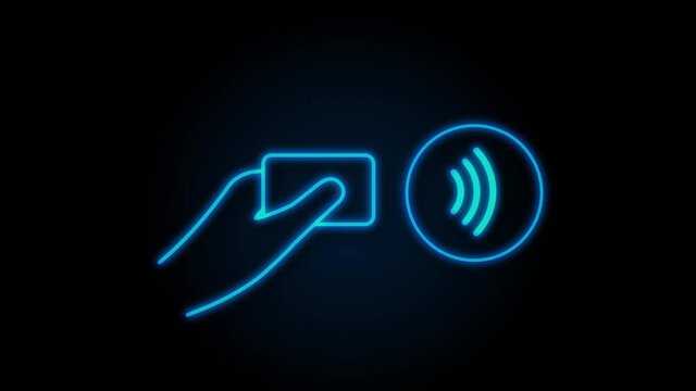 Contactless wireless pay sign logo. NFC technology. Motion graphics.
