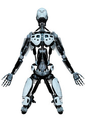 3D Rendering Male Robot on White