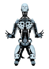3D Rendering Male Robot on White