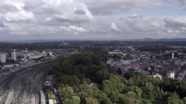 Mittlerer Schlossgarten Stuttgart Central Station City garden Germany Drone