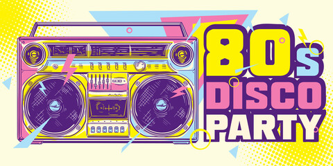 80s disco party funky colorful music design