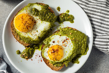 Healthy Organic Pesto Egg Toast