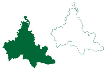 Kushinagar district (Uttar Pradesh State, Republic of India) map vector illustration, scribble sketch Kushinagar map