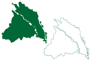 Obraz premium Lakhimpur Kheri district (Uttar Pradesh State, Republic of India) map vector illustration, scribble sketch Lakhimpur Kheri map