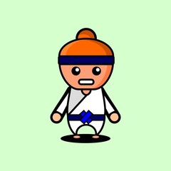 cute taekwondo athlete character