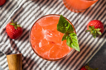 Boozy Refreshing Strawberry Basil Smash Cocktail