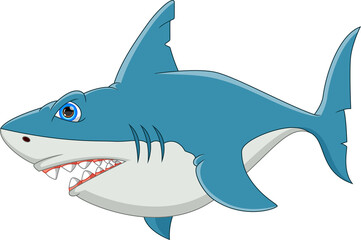 cute shark cartoon isolated on white background