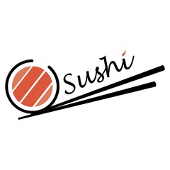 Simple oriental food logo design.  Japanese sushi.