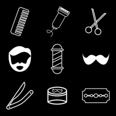 minimalist barbershop icon set