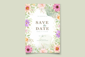 WATERCOLOR CHRYSANTHEMUM WEDDING invitation card set