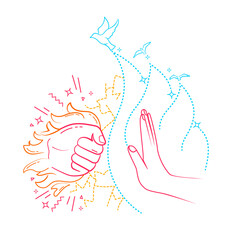 hand stopping emotion of anger