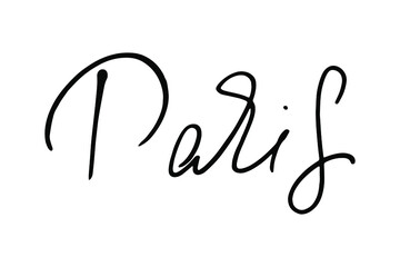 Fototapeta na wymiar Paris text design print in black handwritten text vector script isolated on white background 