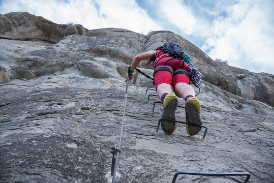 mountain climbing extreme sport in nature in Spain