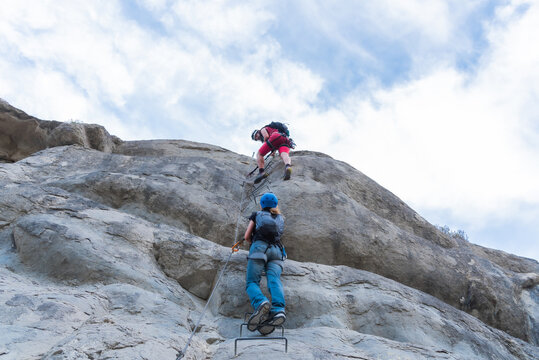 mountain climbing extreme sport in nature in Spain