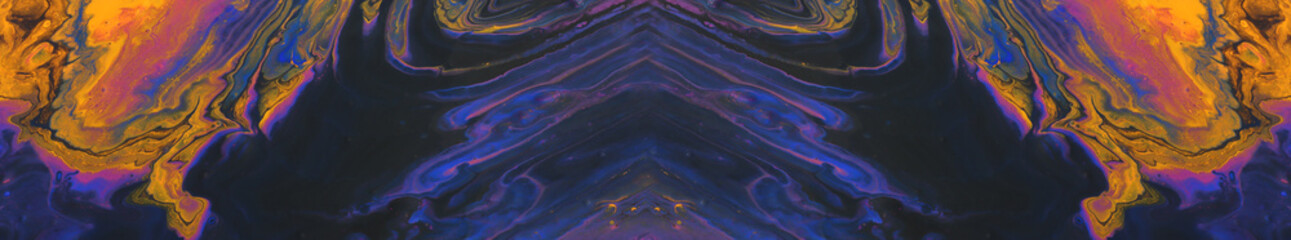 art photography of abstract marbleized effect background. Turquoise, purple, gold, yellow, blue and black creative colors. Beautiful paint