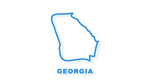 Georgia city map outline animation. Motion graphics.