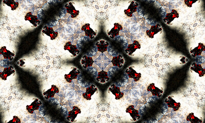 Black and white kaleidoscope. Monochrome Floral Pattern. Can be used for coloring book page design,anti stress hobby for adult. Noir theme, black and white illustration.