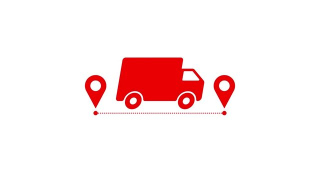 Free delivery. Badge with truck. Motion graphics.