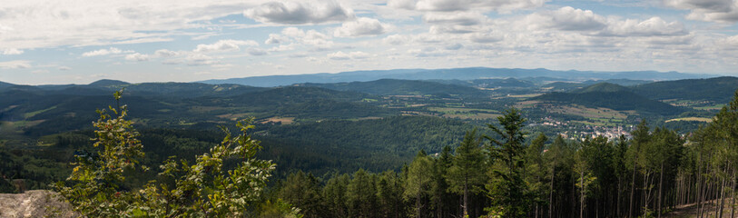 Panorama Klodzko valley from mountain hill, Poland