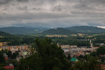 Fototapeta na wymiar Mountain view from summit in Sudetes 