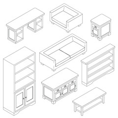 Simple set of editable furniture.