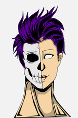 Purple hair man illustration