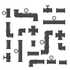 Set of black details pipes vector illustration