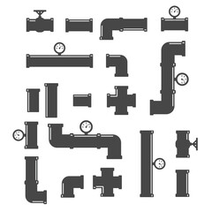 Set of black details pipes vector illustration