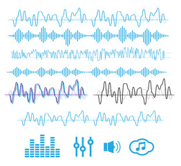 Obraz premium Sound waves vector. Sound waves sign and symbol in flat style