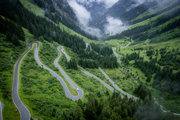 The bending road of Silvretta High Alpine Road in Austria Montafon - travel photography