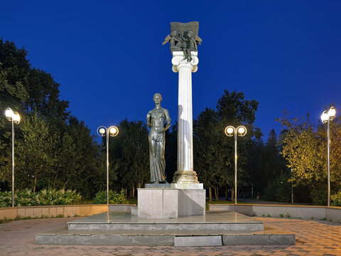 Tomsk, Russia. Monument to the Students of Tomsk or Monument to Saint Tatiana, a patroness of students. The monument by sculptors Nikolay and Anton Gnedykh was erected in August 2004.