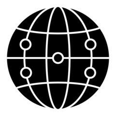 Vector Globe Network Glyph Icon Design
