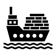 Vector Cargo Ship Glyph Icon Design