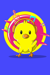 Obraz premium Duck listening music