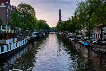 Amsterdam Canal at Sunset
