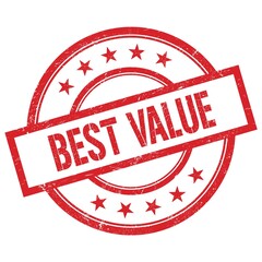 BEST VALUE text written on red vintage round stamp.