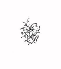 Flower design tattoo on white background 