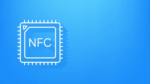 Contactless wireless pay sign logo. NFC technology. Motion graphics.