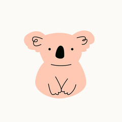Illustration of a koala on an isolated background. Dusty pastel colors. Modern flat style