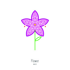 Abstract maze flower. Educational game for children, logic and thinking. Color puzzle. Labyrinth conundrum. Vector illustration isolated on white background. One Entrance, One Exit. Cartoon style.