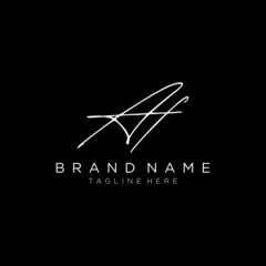 Beauty Initial letters AF logo in white on black background. handwriting, fashion, boutique, wedding, botanical , creative Vector logo Design template.