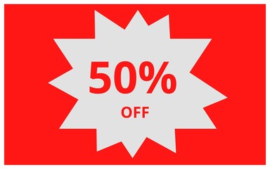 Label in red and white of 50% OFF