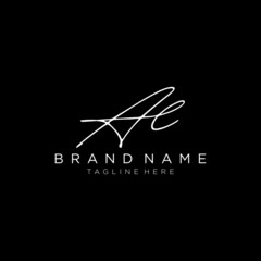 Beauty Initial letters AL white logo on black background. handwriting, fashion, boutique, wedding, botanical , creative Vector logo Design template.