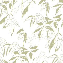Fototapeta na wymiar Autumn Botanical Pattern. Vector seamless pattern.