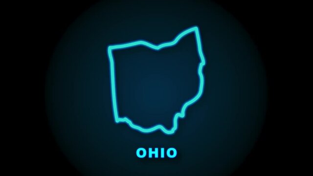 Line animated map showing the state of Ohio from the united state of america. Motion graphics.