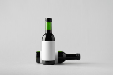 Wine Quarter / Mini Bottle Mock-Up - Two Bottles. Blank Label