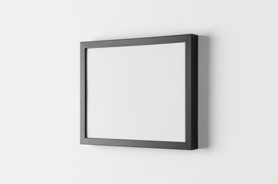 Black wall frame mockup, landscape orientation, 8x10.