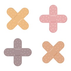 Vector illustration set of 2 medical plasters piled over a wound, perfect for advertising health products