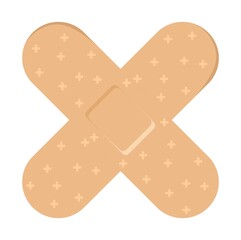 Vector illustration of 2 medical plasters piled over a wound, perfect for advertising health products